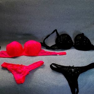 2 bra and thong sets one strapless